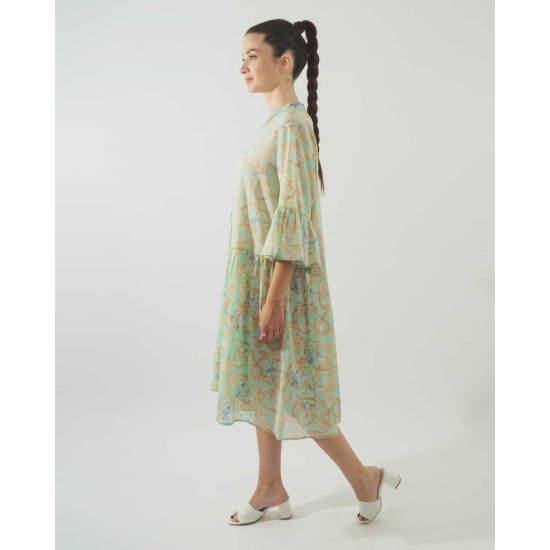 Γυναικείο καφτάνι 62614 | Green/Blue