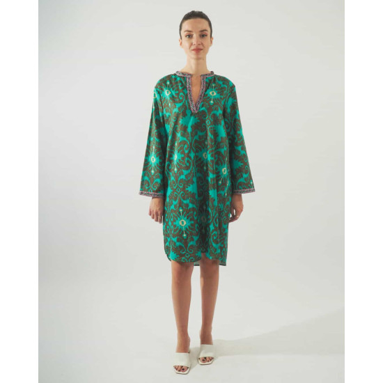 Γυναικείο καφτάνι 62617 | Green/Brown