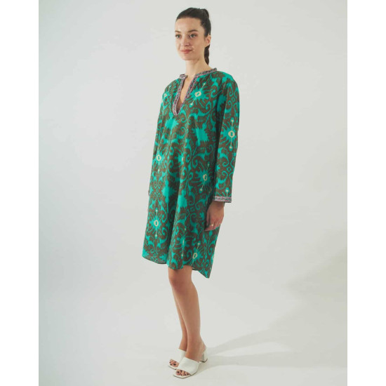 Γυναικείο καφτάνι 62617 | Green/Brown
