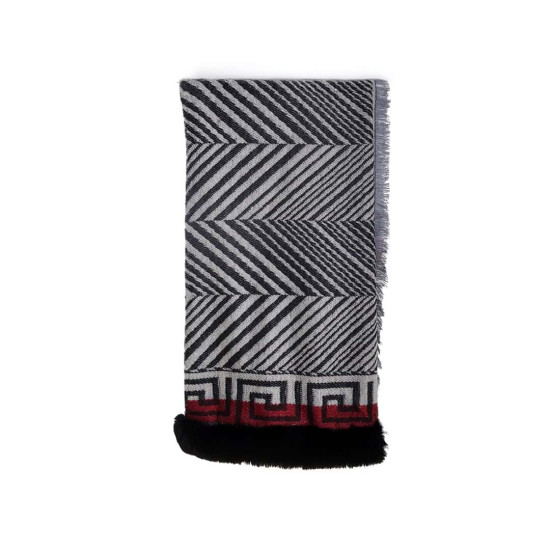 Κάπα/πασμίνα με οικολογική γούνα 62631 | Black/Grey