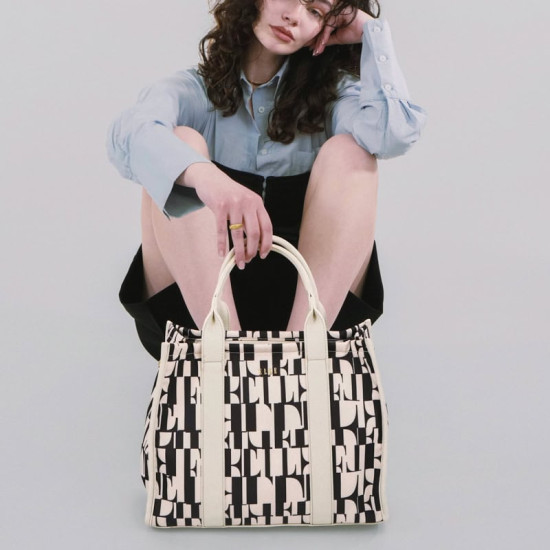 Γυναικείο tote bag 8208 | Beige/Black